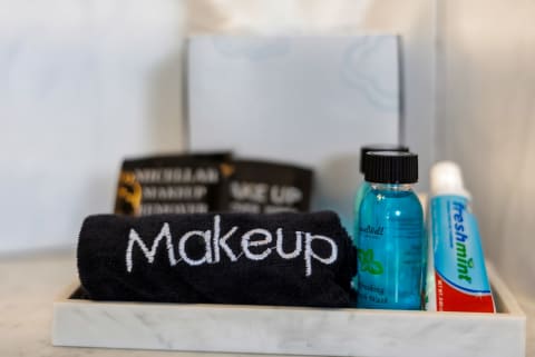Your personal welcome kit awaits—soft towels, fresh toiletries, and thoughtful touches to help you settle in and feel right at home.